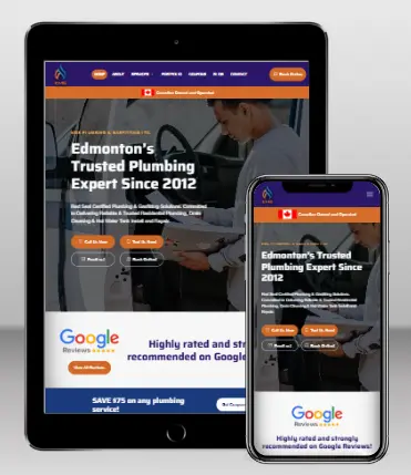 KMS Plumbing mobile website mockup