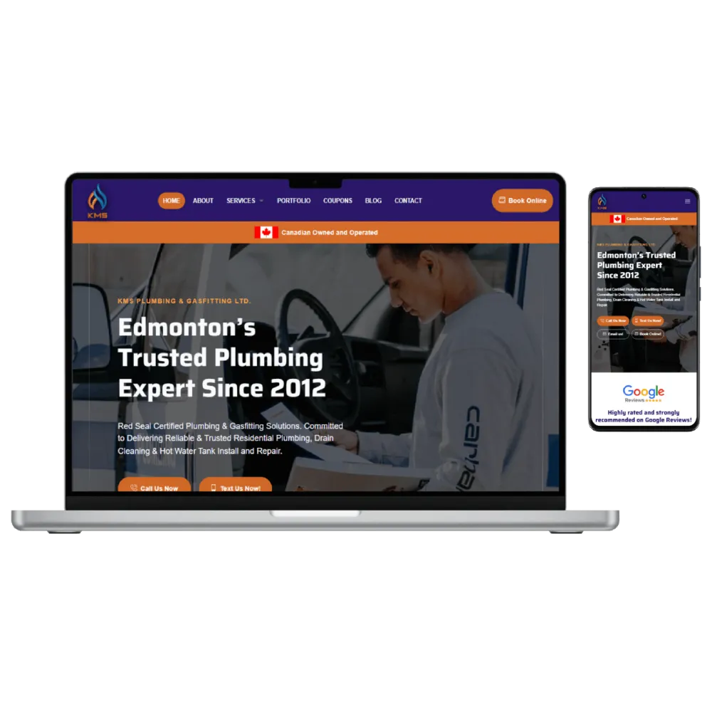 KMS Plumbing YEG website mockup