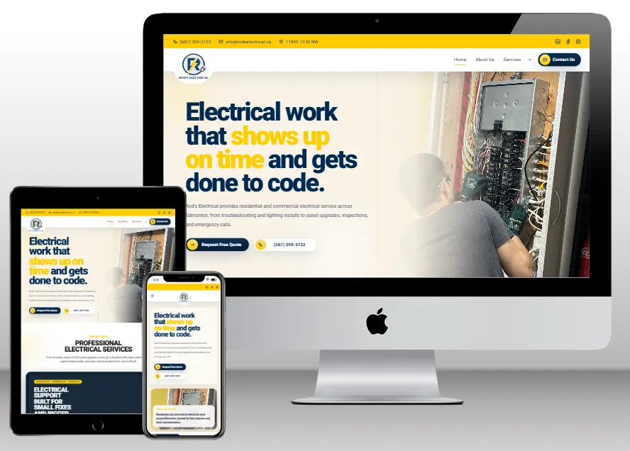Rod's Electric website mockup